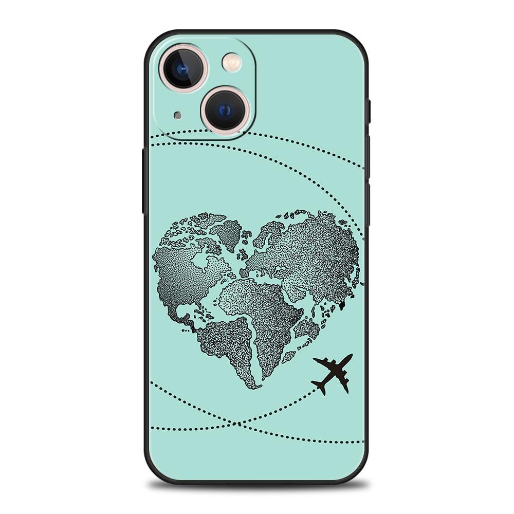 Fashion Planes World Map Travel Luxury Soft Phone Case For iPhone 13 15 14 12 11 Pro MAX XR X SE XS 7 8 Plus Silicone Cover