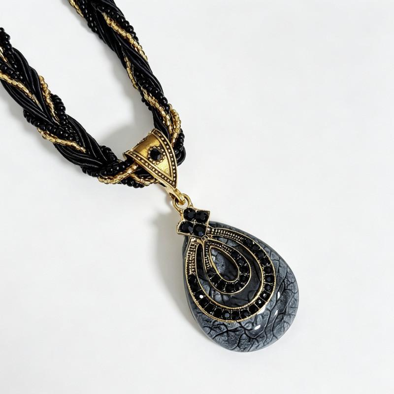 Collana Bohemienne con Ciondolo a Goccia d'Acqua Realizzata in Resina e Plastica per Donne Casual