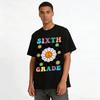 Groovy Sixth Grade Peace Sign Checkered Kids Top Pure cotton T-shirt