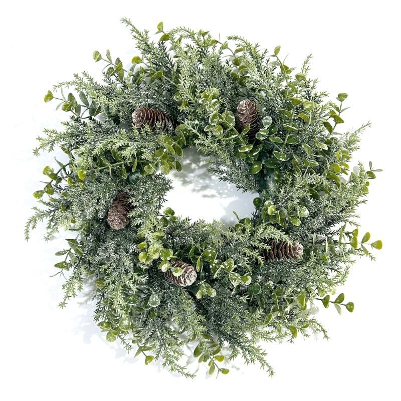 Mock Eucalyptus Pine Wreath Decorations for Christmas Holiday Doors Hang Large Garland Door Ornaments for Parties