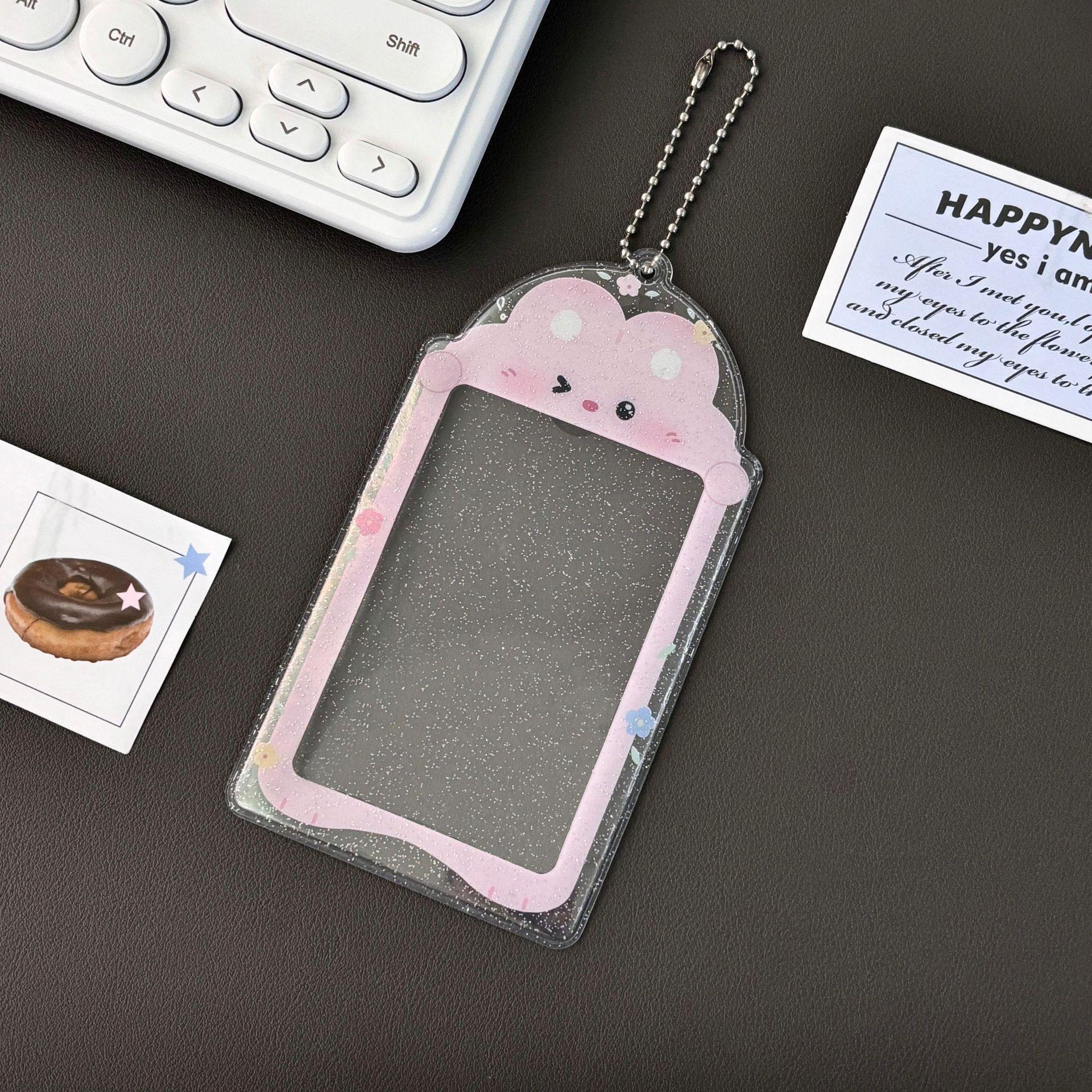 

Transparent Glitter Cute Animal Cartoon Heart Card Holder Small Card Random Card Storage Card Holder little rabbit