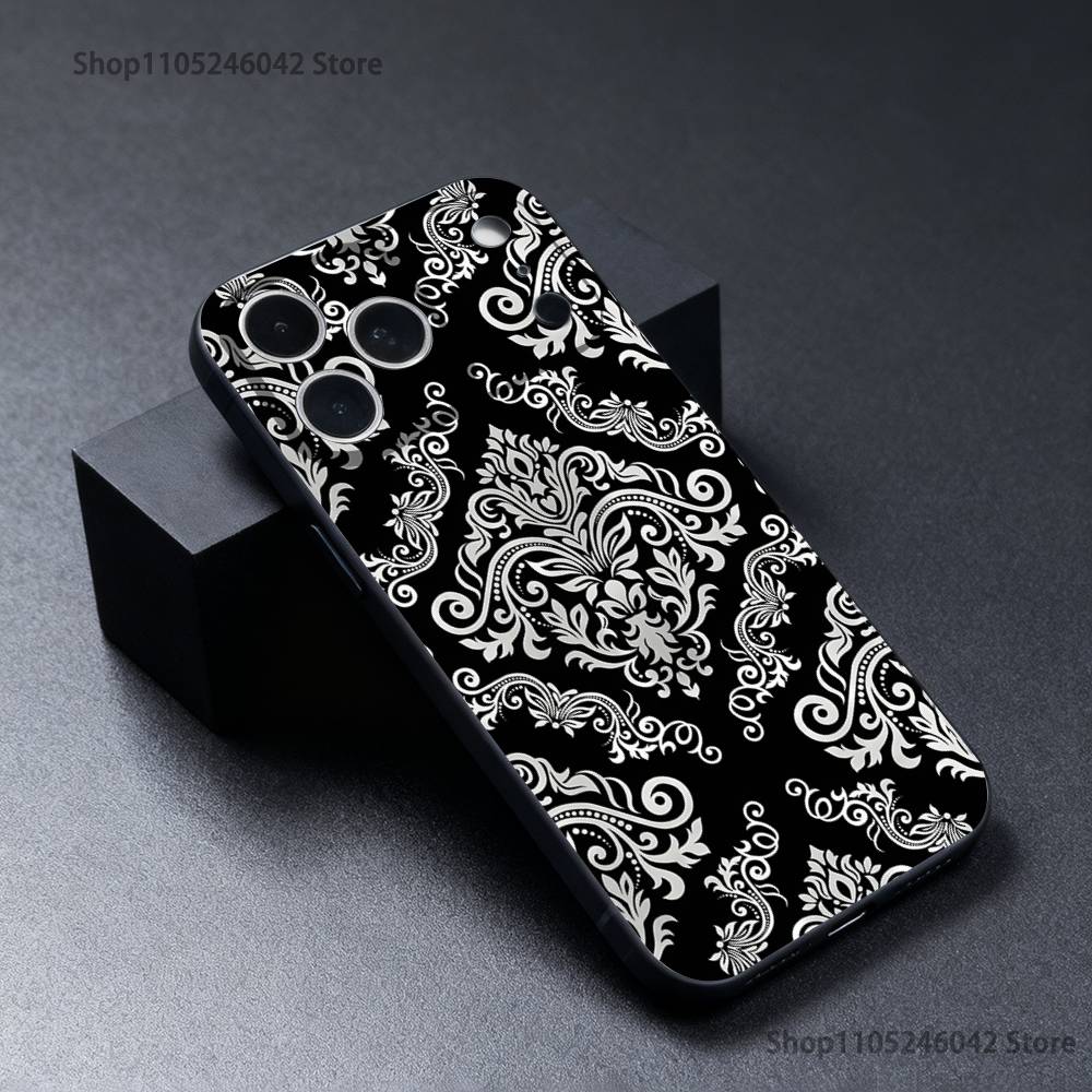 Bandana Pattern Phone Case For iPhone 17,16,15,14,13,12,11,Pro,XS,Max,XR,Plus,E,SE4,Mini Black Soft Cover