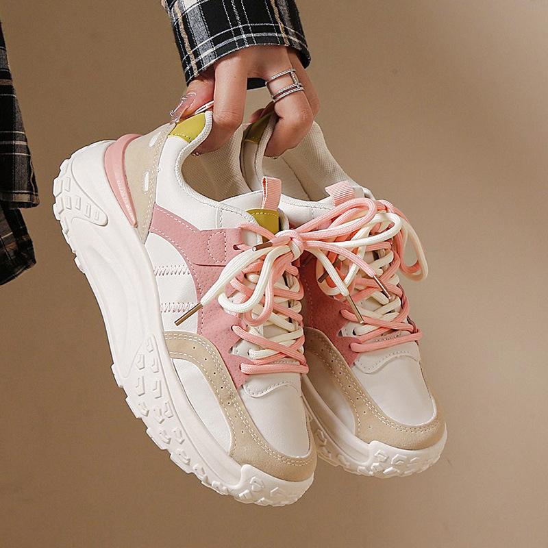 

Customized women s 2025 new autumn thick-soled heightening dad shoes versatile casual explosion running little white sports shoes 35