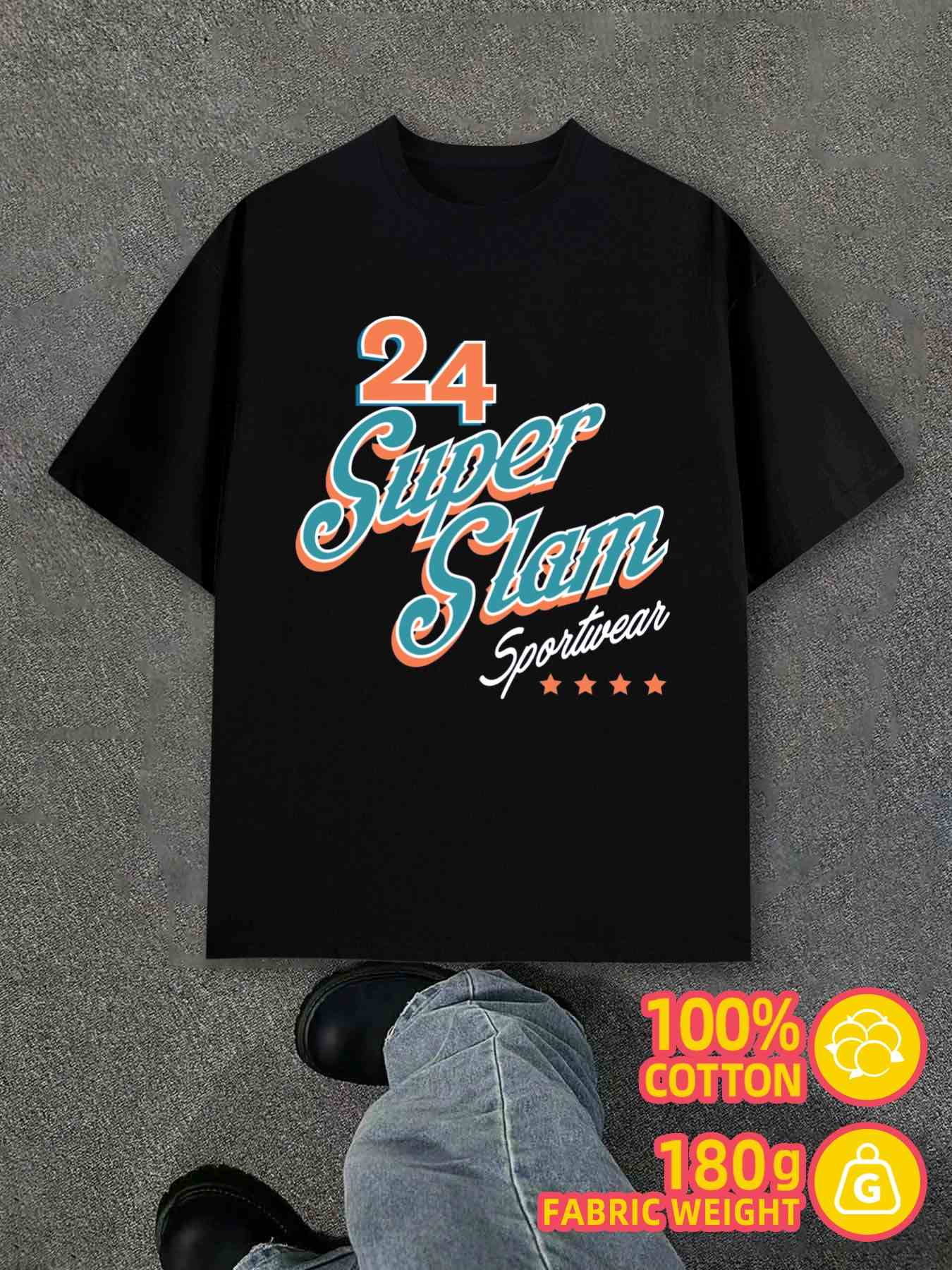 T-Shirt Y2K Super Slam Sportwear 100 Black S