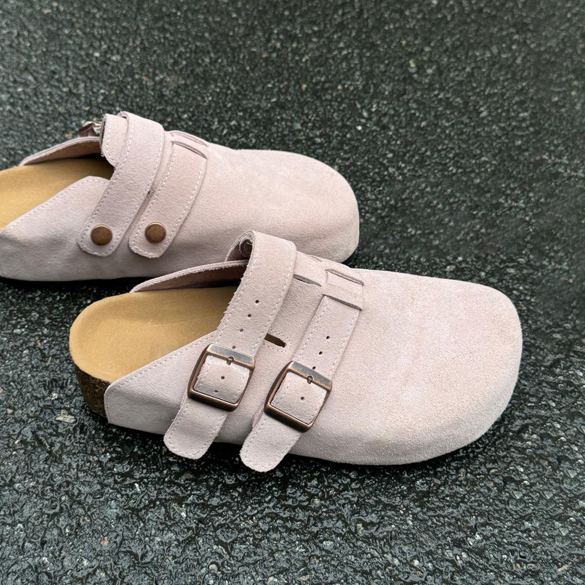 

2025 sky blue Birkenstock shoes bag head half slippers women s outer wear summer new thick-soled one-pedal Birkenstock shoes 40 розовый