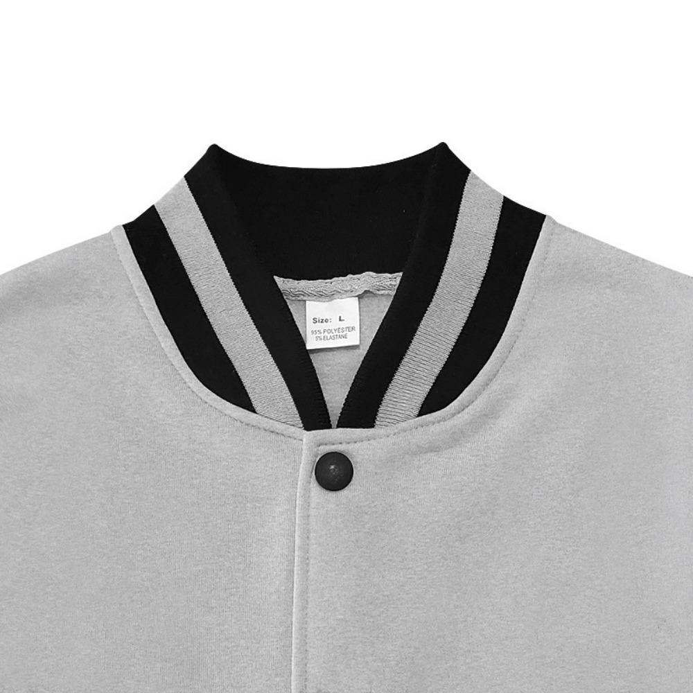 2025 European and American Men's Trendy Autumn and Winter Patchwork Buttoned Baseball Jacket Cardigan Coat