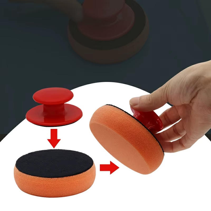 Car Wax Applicator Pads Set With Red Handle Soft Sponge Applicators Foam Wax Pad For Polishing And Cleaning Cars