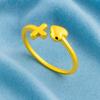 925 Sterling Silver Gold Vermeil Cross and Heart Open Adjustable Women Ring