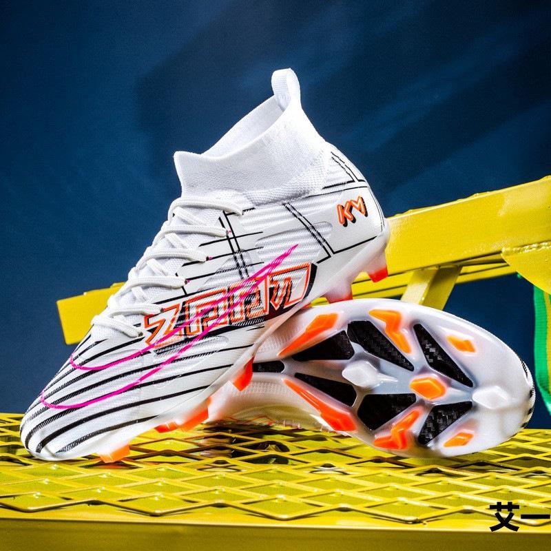 

2025 seamless fly-woven football shoes high spikes youth training sneakers Mbappe 45