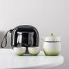 Lime Travel Tea Set, One Pot and Two Cups, Kuaike Portable High-end Business Ceramic Tea Set, Tea Cup Gift Box, Gift.