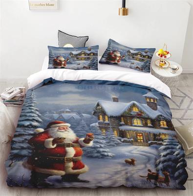 Nouvelle Collection Housse de Couette Noël Père Noël Cerf Impression HD Une Housse de Couette Deux Taies d'Oreiller Ensemble de Linge de Lit Pour Décorations de Maison