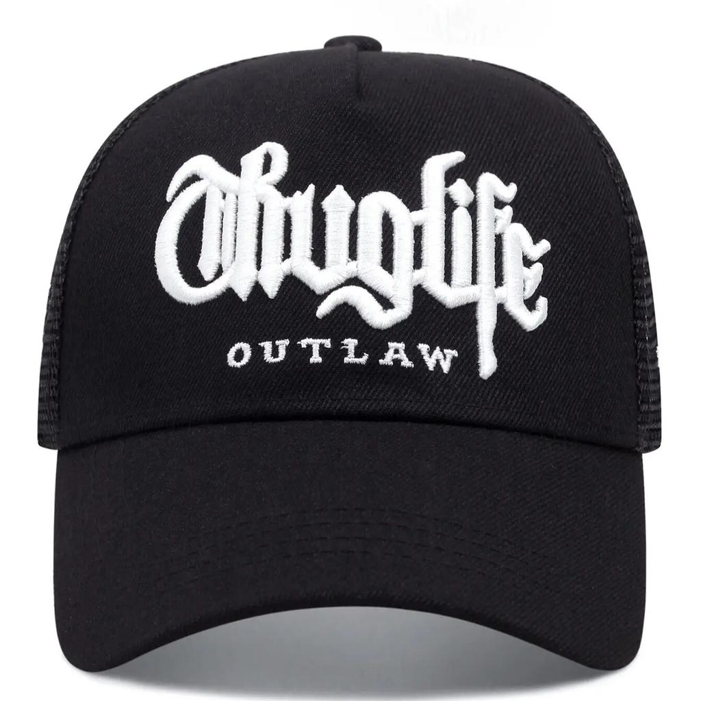 New Gothic Thug Life Letter Embroidered Men's Unisex Style Curved Eaves Adjustable Buckle Baseball Hat Adjustable