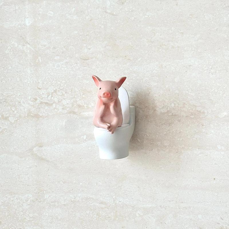 Generic Toilet Pig Buddy Figurine Cute Sleeping Style Mini Resin Ornament Bathroom Desktop Decor Creative Gift For Animal Lovers