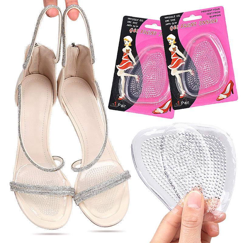 Transparent Polka Dots Silicone Forefoot Pad Non-slip Massage Half Size for Women High Heels Decompression Comfort