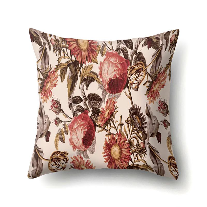 Polyester Pillowcase Plant Decoration Home Printed Pillow Car Waist Cushion Sofa Bed Head Cushion Cover