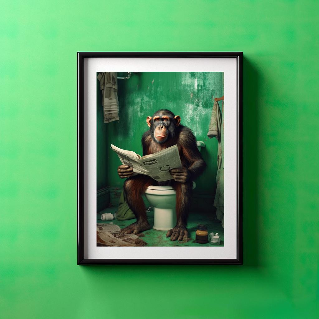 Chimpanzee Cat Dog Animal Funny Series Art Wall Home Decor Picture For Bathroom Toilet Room Canvas Painting Print Posters Gift No Frame