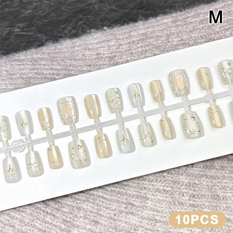 10/30Pcs Oval Fake Nails Art Dyeing Gilding Fake Nails Full Cover Wearable Starlight Design Press On Nails Tips Glitter Aurora