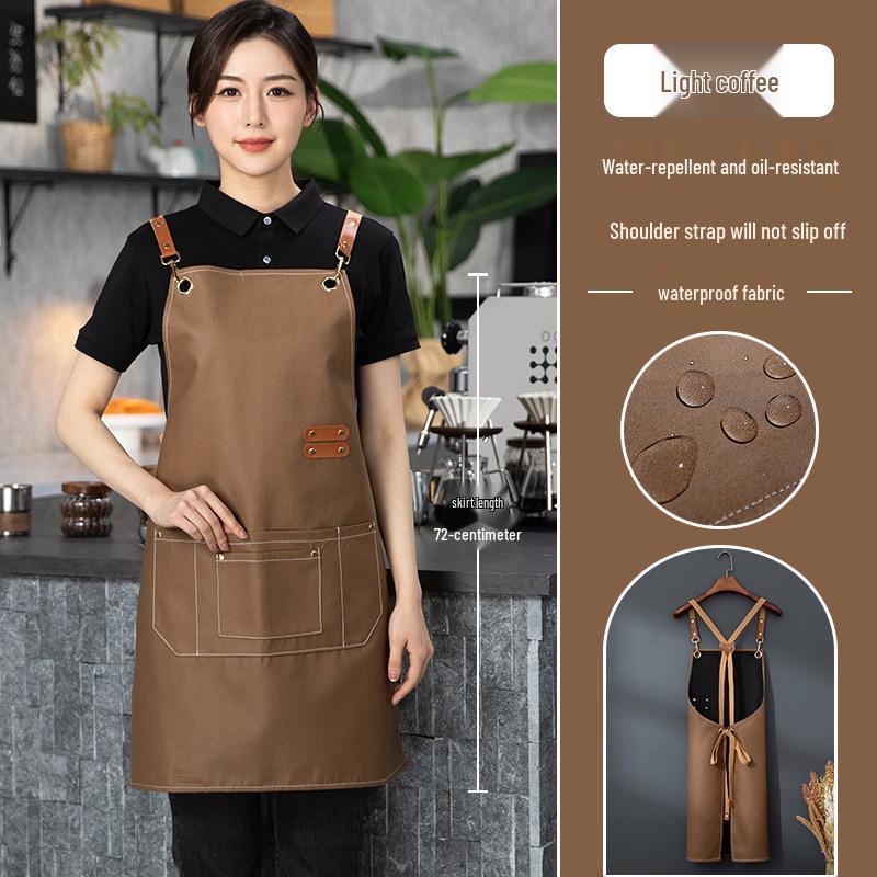 Winter 2025 Oil-Proof PU Leather Catering Apron with Logo Print - Waterproof & Work-Ready