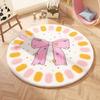 Cartoon Animal Pattern Circular Carpet With Water Wash For Kids Bedroom And Lounge Area