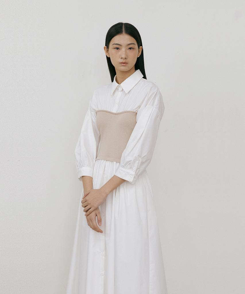 Lucirju Evening Shirt Long One-Piece (Beige)
