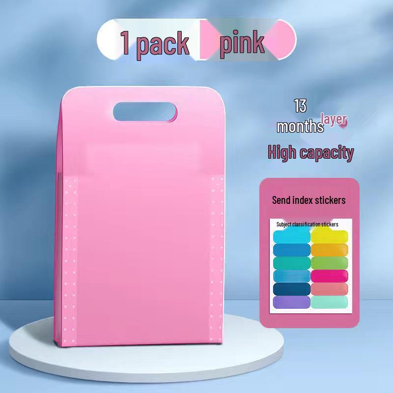 Accordion A4 Multi-Layer Storage Folder with Handles - Large Capacity for Students and Document Organization.