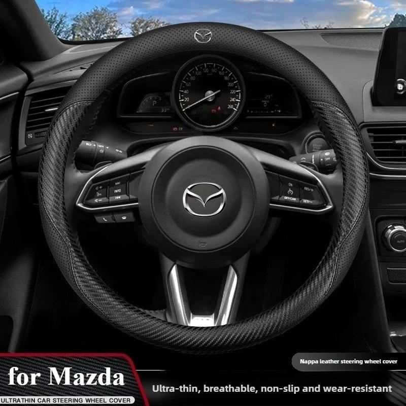 For Mazda 3 5 6 SKYACTIV Axela Atenza CX30 CX50 CX5 CX7 CX8 CX9 MX5 RX8 BT50 Suede Leather Car Steering Wheel Cover Accessories