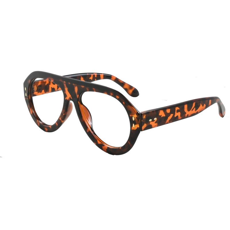 

New Trendy Oversized Pilot Women Men Flower Brown Vintage Eyeglasses New Clear Computer Blue Light Glasses Lady 366