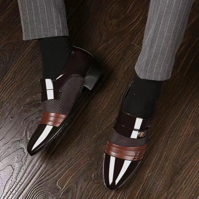 Men's Plus Size Formal Leather Shoes - Korean & British Style in Black