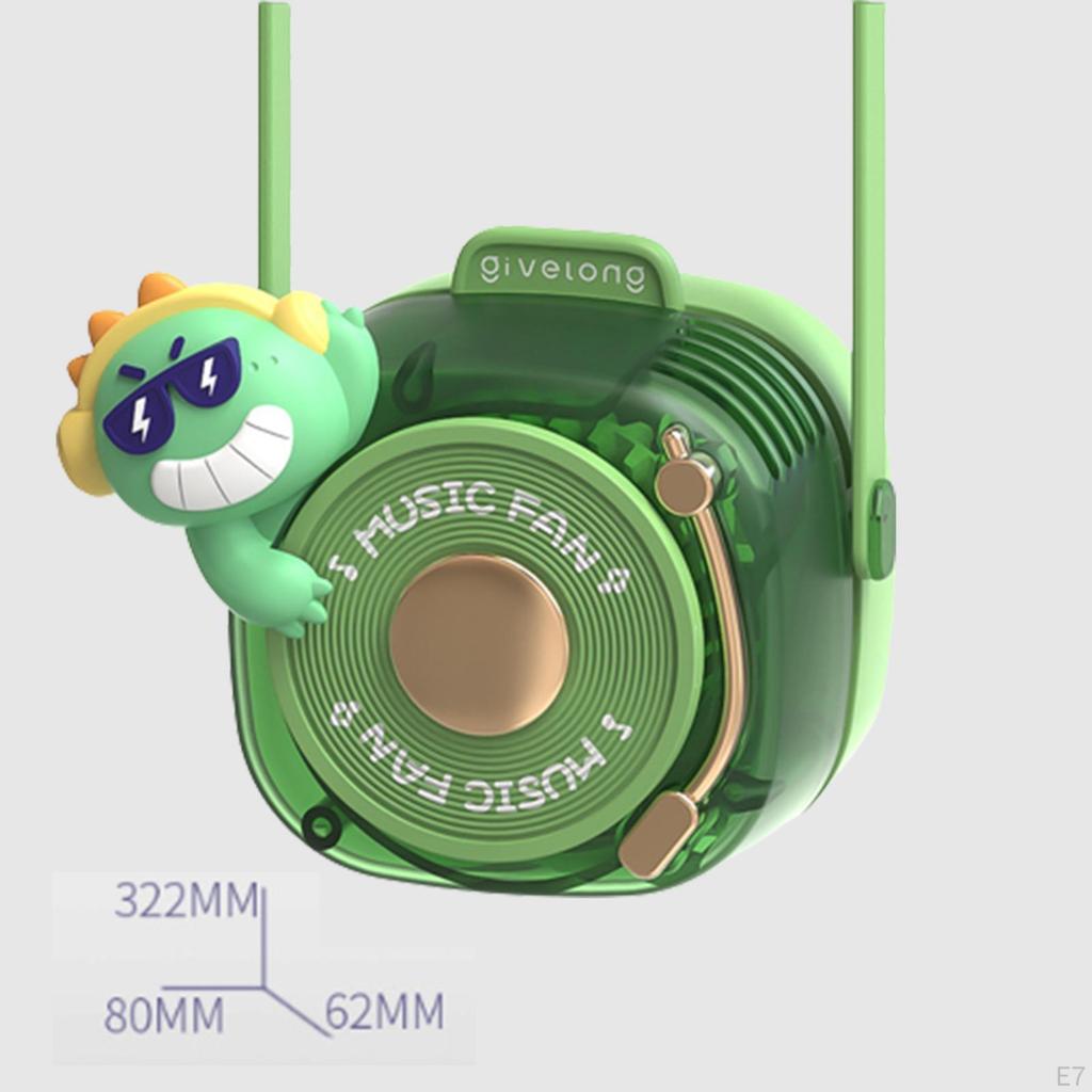 Cartoon Portable Necklace Fan Handheld Bladeless Cute Wearable Personal for Summer