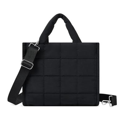 Lightweight Quilted Tote Bag Nylon Multi-Pocket Crossbody Bag Large Capacity Detachable Strap Shoulder Bag Work