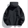 Men's Large Size Trend Casual Top Youth Hooded Everything Loose Jacket Elastic Drawstring Solid Color Windproof Jacket