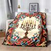 Nine Candles Menorah Embedded Star David Gradient Burgundy Soft Flannel Throw Blanket Jewish Hanukkah Religious Sofa Bed Warm Decor Cover