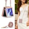Crossbody portemonnee met lange riem, meerdere sleuven, ritssluiting, leren hoesje, geschikt voor Samsung Galaxy Z Flip 8 7 6 5 4 3 5G Beschermhoes