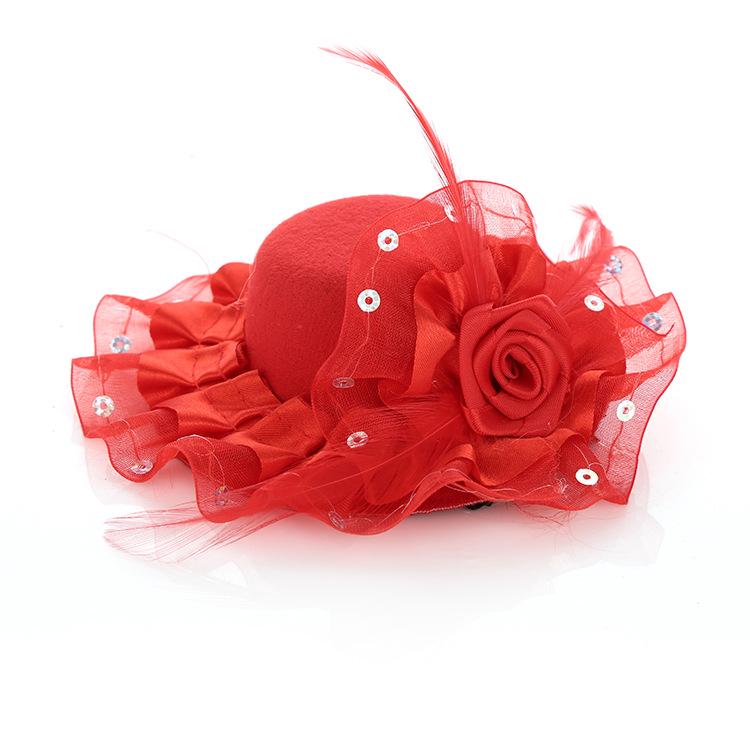 Girls' Performance Feather Flower Headpiece - Small Top Hat Hair Clip Accessory for Dresses