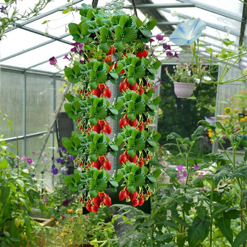 Erdbeere Hängepflanztasche Multifunktionale Hängende Erdbeer-Anzuchttasche Gemüse-Blumenpflanzen Anzuchtsäcke Für Pflanzenwachstum
