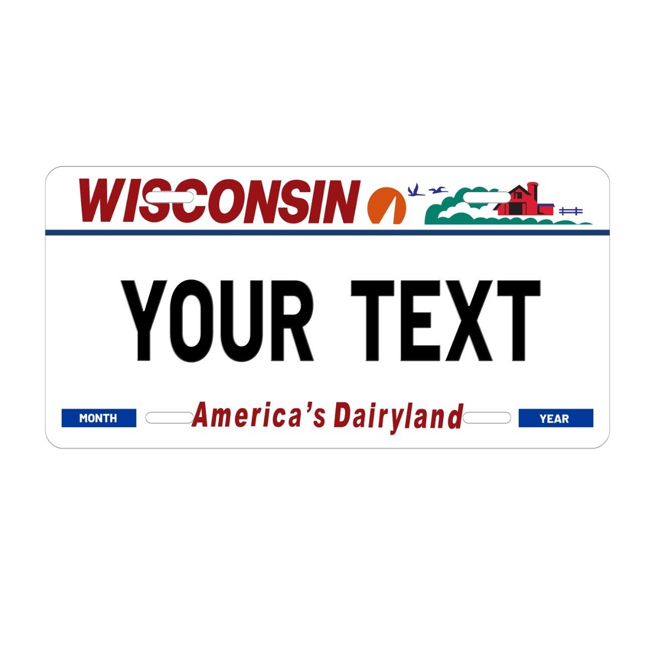 

Customizable Wisconsin License Plate Frame 6x12 Inch Metal Sign Car Decor белый