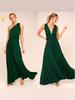 European & American Women's Solid Halter V-Neck Sleeveless Long Evening Gown