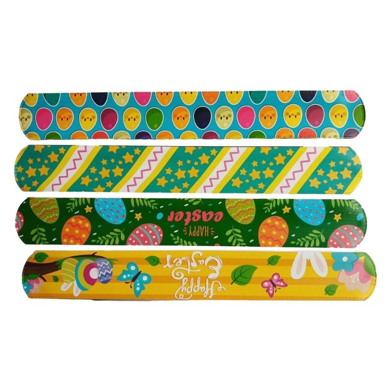 Set of 48pcs Easter Wristbands Surprise Snap Bracelets for Easter Parties Gatherings Snap Bracelets in Various Styles