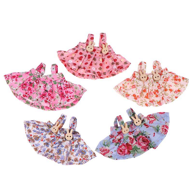 For 17cm Labubus Doll Clothes Accessories Sweet Floral Dress With Headband