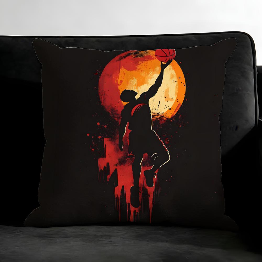 Basketball Sport Cushion Cover Pillowcase Ultra Soft Skin Friendly Fabric Cloud Like Comfort & Concealed Zipper