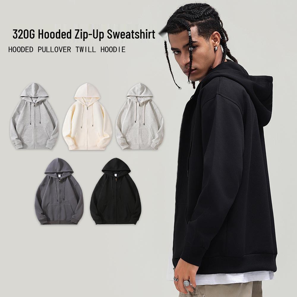 Cross-border Men's and Women's Hooded Zipper Cardigan: Trendy European and American Style Casual Solid Color Sports Jacket