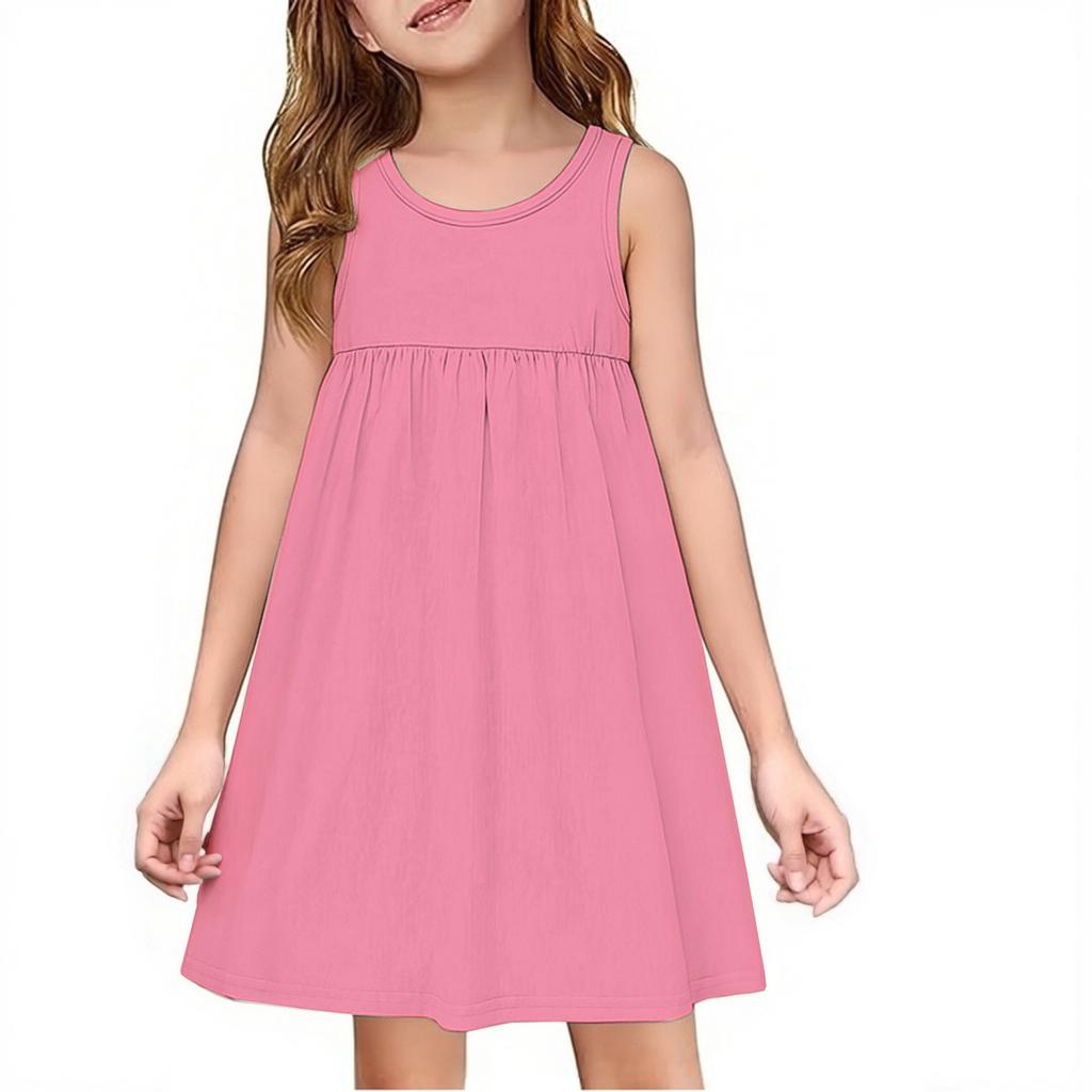 Children's Casual Pullover Sleeveless Round Neck Dress