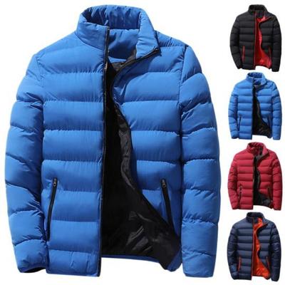 Winter Thickened Cotton Coat for Men Stand-up Collar Zip-Up Cardigan Outdoor Oversized Cotton Jacket Casual Outerwear Warm Men's Coat