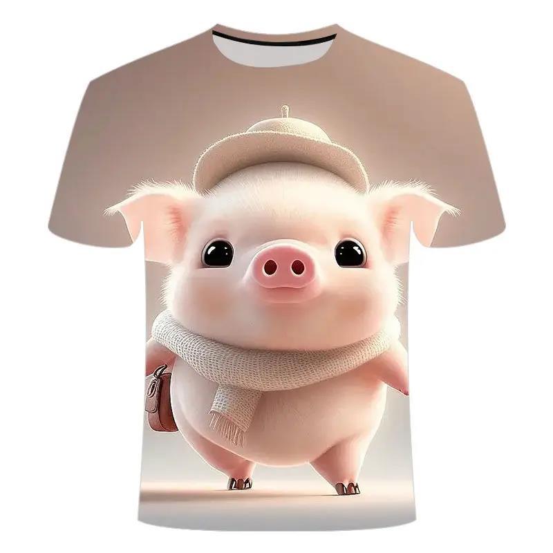 Casual Cute Pig Print Children's Casual Short Sleeves Fashionable Comfortable T-Shirts Kids Unisex
