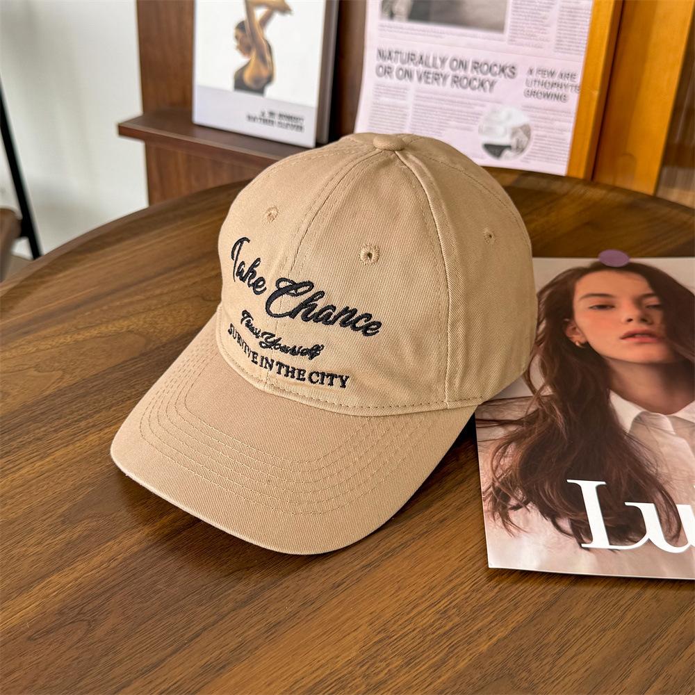 Sonnenkappe Damen Gesicht Kleiner Hut Damen Frühling und Sommer Sonnenschutzkappe Stickerei mit Buchstaben Baseballkappe Weiches Oberteil Trend