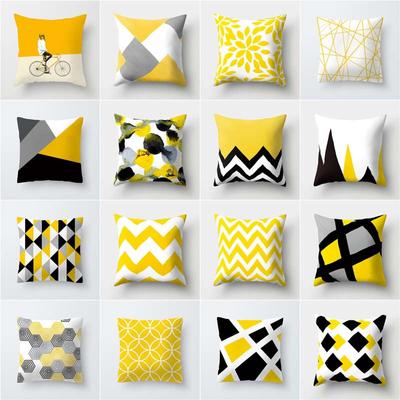 Bedruckter gelber geometrischer Muster-Kissenbezug für Schlafzimmer, Wohnzimmer, Autositz, Sofa, Überwurf, Heimdekoration