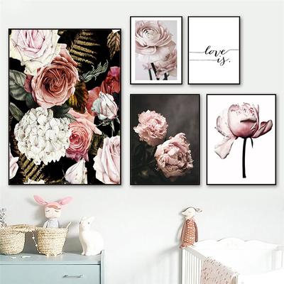 Flower Canvas Picture Wall Decoration Nordic Floral Prints Pink Rose Paintings for Home Design Modern Decoration for Home No Frame