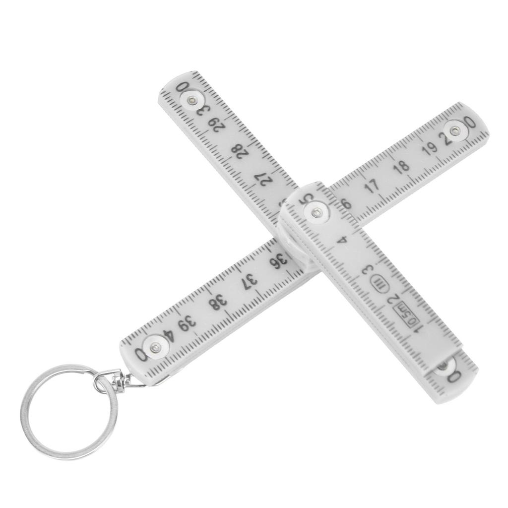 2Pcs ABS Folding Ruler Portable 0.5m Foldable Ruler with Key Ring for Carpentry Laying Tiles