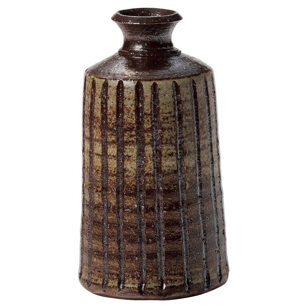 

Shigaraki Ware Hechimon Vase Flower Base Single Flower Vase Brown Shinogi Pottery MR-M143
