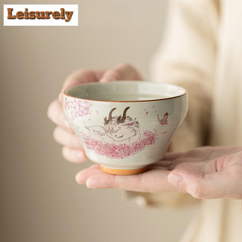 170ml Pflanzenasche Hirschblume Teetasse Boutique Teeschale Teetassenset Teeverkostung Riechbecher Jianzhan Meistertassen Cafés Handwerk Geschenk